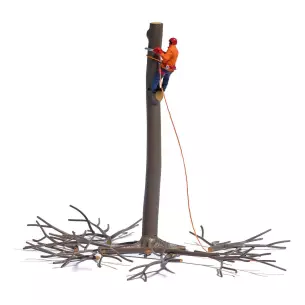 Scénette "déblayage d'arbre" avec personnage Busch 7972 - HO 1/87