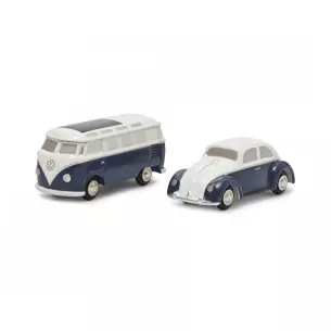 Lot de deux véhicules Volkswagen - Bleu et blanc SCHUCO 450514600 - HO 1/87