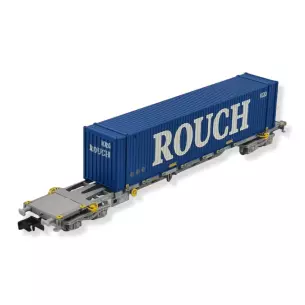 Wagon porte-conteneur 60' "Rouch" bleu Arnold HN6531 SNCF - N 1/160 - EP VI