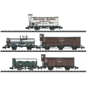 Set 5 freight cars "Pfalz" MiniTrix 15284 - N: 1/160 - K.Bay.Sts.B. - EP I