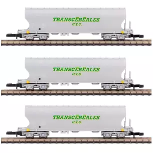 Set of 3 AZAR MODELS W01-TC3 TRANSCEREALES grain cars - Z 1/220 - SNCF - EP IV / V