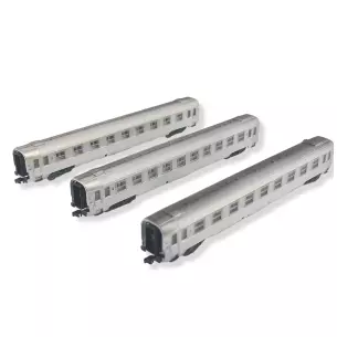 Set 3 voitures voyageurs DEV Inox Arnold HN4336 - N 1/160 - SNCF - EP III