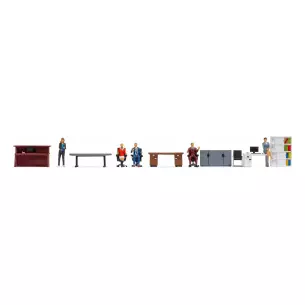 Lot de 6 personnages au bureau avec accessoires NOCH 16251 - HO 1/87