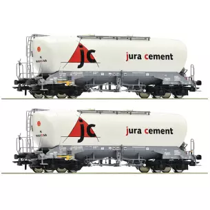 Set 3 wagons silo "Jura Ciment" Roco 76146.B - HO 1/87 - Wascosa - EP VI