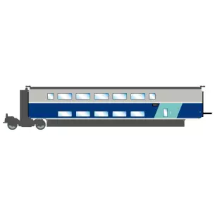 Voiture complémentaire seconde classe TGV EURODUPLEX livrée bleu avec logo Carmillon