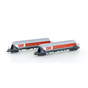 Set 2 silo cars Hobbytrain H23475 - N : 1/160 - SBB - EP VI