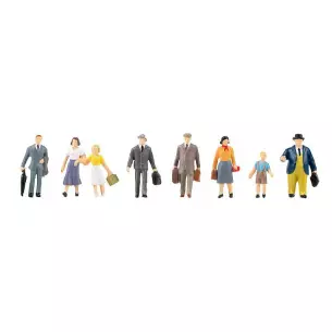 Set of 8 traveler characters with 2 children 2 women and 4 men