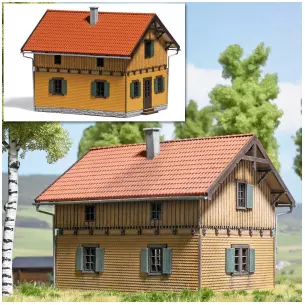 Une maison garde-barrière BUSCH 1426 - HO 1/87 - 120x105x87mm