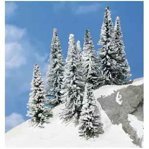 8 Sapins enneigés - Blanc - HEKI 2161 - Échelle HO / TT / N - 70 à 120 mm