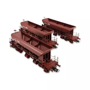Set of 3 Hopper Cars T1 Uas REE Models WB749 with Ballast - HO 1/87 - SNCF - EP III / IV