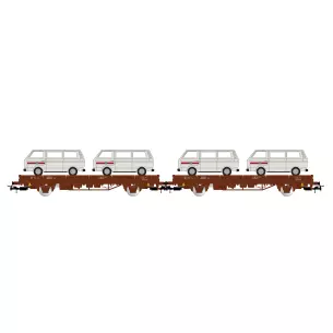 Wagons plateformes à essieux chargés de 4 VANs