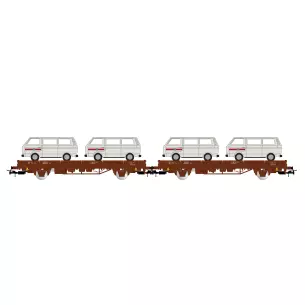 Axle platform cars loaded with 4 VANs