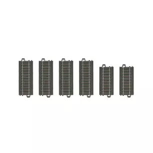 Set of 6 straight track elements of length 94.2 mm and 77.5 mm