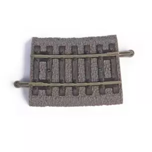 Curved rail with ballast track A, dimensions 422 mm and 7.5°.