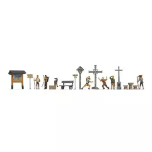 Pack de 6 personnages avec accessoires de montagne NOCH 16210 - HO 1/87
