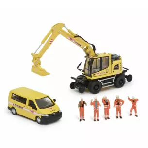 Kit véhicules de chantier - Schuco 452671400 - HO 1/87 - avec figurines
