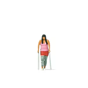 Femme en béquilles avec attèle genou PREISER 28216 - HO 1/87
