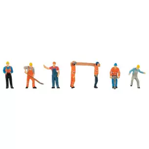 Set of 7 figures working on a construction site Faller 151665 - HO : 1/87
