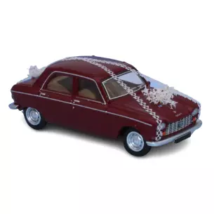 Voiture des mariés Peugeot 204 berline, 1968 rouge pourpre SAI 6266 - HO 1/87