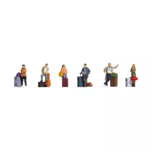 Pack de 6 voyageurs avec valises NOCH 15217 - HO 1/87