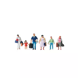 Lot de 6 voyageurs avec bagages PREISER 10784 - HO : 1/87
