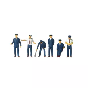 Japanese railway personnel (sitting and standing)