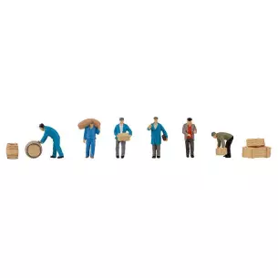 Set of 6 figures of workers carrying cargo Faller 151609 - HO : 1/87