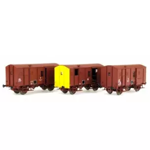 Coffret de 3 fourgons  UIC sans feux de fin de convoi - HO 1/87 - EPM 510012