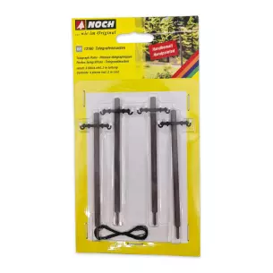 Pack de 4 poteaux télégraphiques Noch 13160 - HO 1/87 - avec câble
