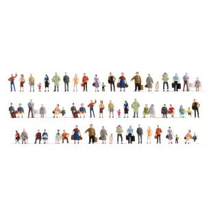 MEGA SET 60 figurines "passants et voyageurs" NOCH 16070 - HO 1/87