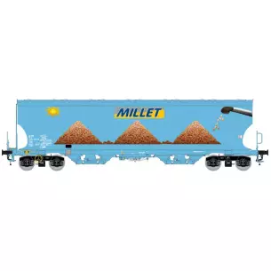 Tagnpps wagon, light blue, new Millet logo / corn and sun logo
