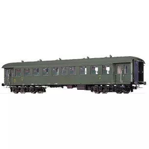 Second class passenger car with green livery ex-DR n° 14917