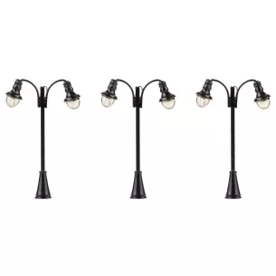 Set 3 réverbères à LED Faller 272126 - N 1/160 - hauteur 60 mm