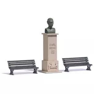 Statut de Carl Benz avec deux bancs BUSCH 7732 - HO 1/87