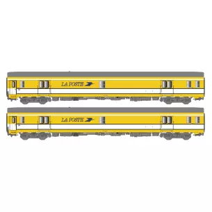 Set 2 voitures postales jaunes PA UIC LSModels 40445 - SNCF - HO : 1/87 - EP IV