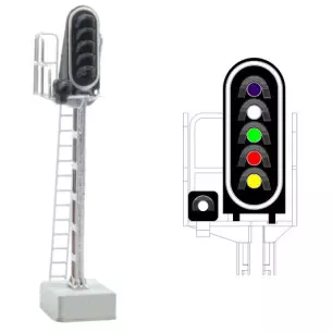 Signal 6 feux LED Violet/blanc/vert/rouge/jaune/blanc MAFEN 413207 SNCF - N