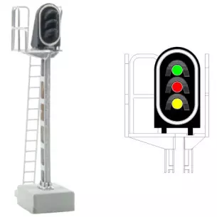 Signal principal 3 feux LED - Vert/rouge/jaune - MAFEN 413203 SNCF - N 1/160