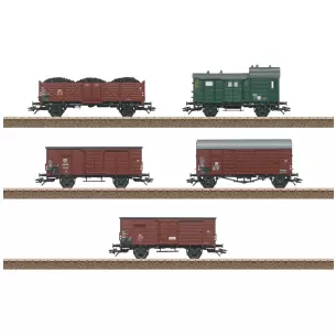 Set 5 wagons de marchandises série E 71.1 Trix 24825 - HO 1/87 - DB - EP III
