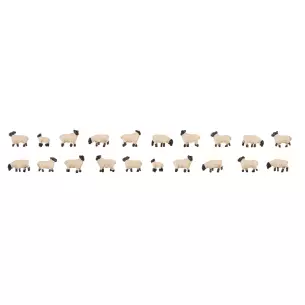 Animaux miniature | Set 20 moutons tête noir Faller 155906 - N : 1/160