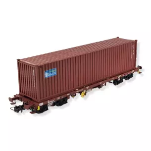 Wagon plat porte-conteneur 40' Sgmms CP SUDEXPRESS S450029 - HO 1/87 - EP VI