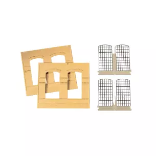 Kit de 2 murs 2326B industriels avec fenêtres Auhagen 80604 - HO : 1/87