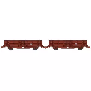 Coffret de 2 wagonnets tombereau à essieux pour draisine