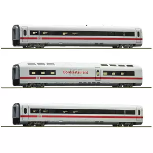 Set 3 voitures intermédiaires ICE 1 Roco 74028 - HO 1/87 - DB / AG - EP VI