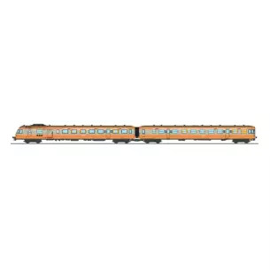 Diesel railcar RGP XBD-2737 with its trailer XRABx-7721 depot Lyon Vaise delivered orange / gray concrete