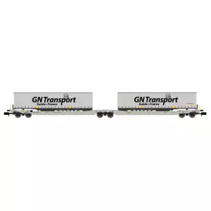 Wagon Porte-Remorque Double Sdggmrs AAE Cargo + 2 trailers GN TRANSPORT