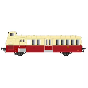 Autorail diesel FNC XBD-5657 livré rouge/crème toit crème à faces latérales ondulées du dépôt de Agen