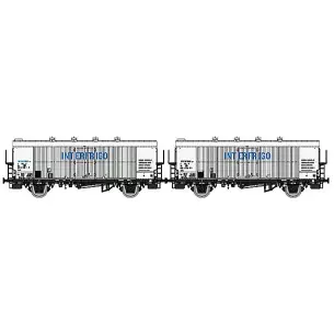 White box of 2 refrigerator cars with large inscription "Interfrigo".