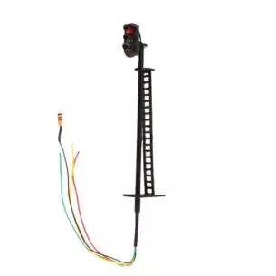 Black railway signal light Mabar 90208 - with 3 lights - HO : 1/87