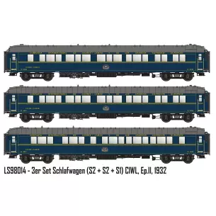 Set 3 voitures-lits S2 + S2 + S1 CIWL  LS MODELS 98014 - HO 1/87 - EP II