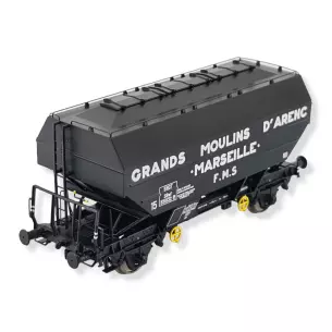 Wagon céréalier Grands Moulins d'Arenc noir - REE MODELES WB726 SNCF HO 1/87